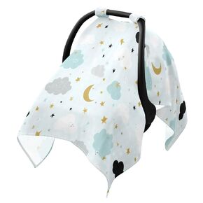 Car Seat Cover for Baby Blue Cloud Moon Star Pattern Car Seat Canopy Lightweight Canopy for Sun Protection Carseat Covers for Boys Girls in Kuwait