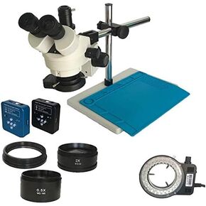 34MP HDMI Digital USB Camera 3.5X-90X Simul-Focal Trinocular Soldering Stereo Zoom Microscope LED Ring Lights for Phone Repair (Color : Blue) (3.5x 90x 34mp) in Kuwait