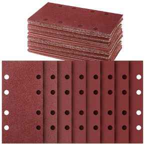 Sand Paper Sheets, 8 Holes Hook & Loop Sandpaper Sanding Sheet Assorted for 1/3 Sheet Sander, 60/80/120/180/320/600/800/1000 Grits Sandpaper for Wood Metal Crafts Plaster and Other Surfaces (40) in Saudi Arabia