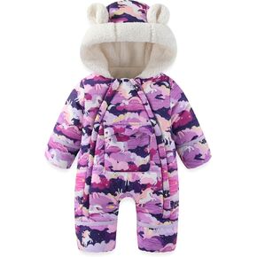 JiAmy Baby Winter Snowsuit,Girls Boys Hooded Warm Romper,Infant Double Zipper Jumpsuit Newborn baby Winter Outfits in Saudi Arabia