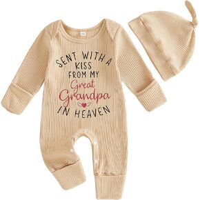 Sent With A Kiss From My Great Grandpa Grandma In Heaven Newborn Baby Boy Girl Fall Clothes Romper Jumpsuit +Hat in Saudi Arabia