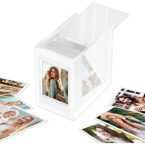 Acrylic Polaroid Frame & Photo Storage Box,for Instax Mini Polaroid Film, 2x3 Instax Frame,with Magnetic Sliding Cover Photos Display,Graduation Gifts Wedding Guest Book Alternative for Reception in Kuwait