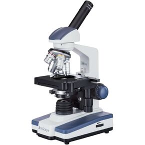 AmScope M620B Compound Monocular Microscope, WF10x and WF20x Eyepieces, 40x-2000x Magnification, Brightfield, LED Illumination, Abbe Condenser, Mechanical Stage, 110V | 40X-2000X Magnification Range Compound Biological Microscope Mechanical Stage Built-In in Kuwait