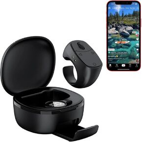 TikTok Scrolling Ring Remote Control,Page Turner for i-Pad i-Phone & Android Tablet,Bluetooth 5.3 Camera Remote, Handheld Scrolling Ring for TikTok,YouTube,Instagram,iOS,Android, PC/App/Camera (Black) in Saudi Arabia