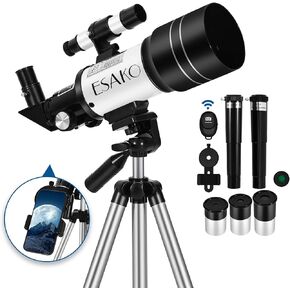 ESAKO Telescope for Kids & Beginners, 70mm Aperture Portable Telescopes with 3 Eyepieces, Height Adjustable Tripod & Phone Adapter & Remote Control Gift for Christmas in Kuwait