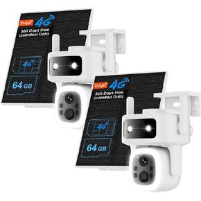 maisi 4G LTE Cellular Solar Wireless Camera Outdoor | 360 Days Free Unlimited Data, Built-in SIM Card 64GB, No WiFi No Power Security Camera, 2K Night Vision (4G Unlimited-2Pack) in Kuwait