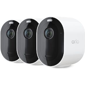 كاميرا Arlo Pro 4 Spotlight - 3 حزم - أمان لاسلكي، فيديو 2K وHDR، رؤية ليلية ملونة، صوت ثنائي الاتجاه، مباشر إلى WiFi لا حاجة إلى محور، VMC4350P - أبيض (متجدد) in Kuwait