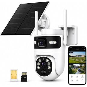 Bestmotoring 4G LTE Cellular Security Camera, Solar 2K Dual-Lens PTZ Camera | No WiFi Needed, SIM Card Ready, 2K Dual-Lens PTZ, AI Human Detection, Auto Tracking, Color Night Vision, Solar Powered in Kuwait