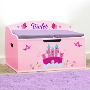 DIBSIES Personalized Creative Wonders Toy Box, Princess, 30 x 19.25 x 18 inches, Soft-Close Lid (Pink) in Saudi Arabia
