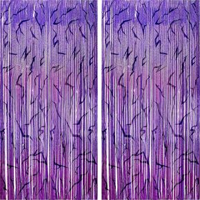 K-Demon Hunters Birthday Sparkly Foil Fringe Curtains Decoration, Demon Purple Energy Pattern Backdrop Holographic Laser 6.6ft Streamer-Korean Idol Movie Decor for Party Birthday Babyshower Bachelor in Kuwait