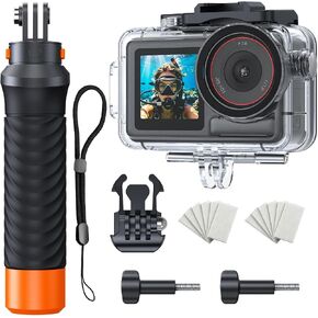 Waterproof Case with Floating Handle Compatible with DJI Osmo Action 3/4/5 Pro, 164FT/50M Underwater Dive Housing Protective Camera Case for Diving, Snorkeling, Surfing, Swimming, Kayaking in Kuwait