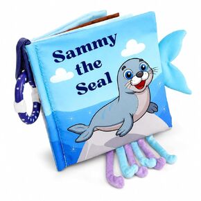 Soft Crinkle Cloth Book for Babies 0-18 Months – High Contrast Sensory Story Book with Teether, Mirror & Textures, Newborn Tummy Time Toy, Baby Shower for Boys & Girls – Sammy the Seal in Saudi Arabia