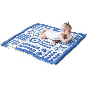 3D Soft Organic Cotton Crawling Blanket – GOTS Certified, 40x40 in Montessori Design for Motor Skill Development, Reversible, No Loose Threads – Washable & Sustainable in Saudi Arabia