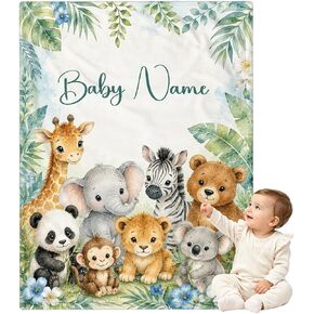 Personalized Baby Blanket for Boys, Custom Baby Blanket with Name, Personalized Name Blankets for Newborns, Toddlers, Kids, Soft Cozy Customize Receiving Blanket for Baptism Birthday in Kuwait