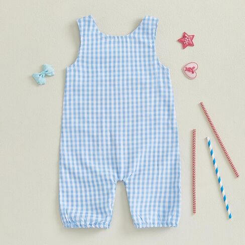 Yojeasrio Baby Boy My First 4th of July outfits Toddler Sleeveless USA Truck Flag Overall Romper Infant Summer Clothes in Kuwait