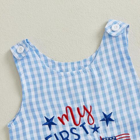 Yojeasrio Baby Boy My First 4th of July outfits Toddler Sleeveless USA Truck Flag Overall Romper Infant Summer Clothes in Kuwait