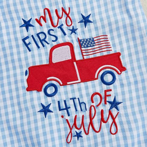 Yojeasrio Baby Boy My First 4th of July outfits Toddler Sleeveless USA Truck Flag Overall Romper Infant Summer Clothes in Kuwait