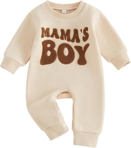 Newborn Baby Boy Fall Outfit Romper Jumpsuit Warm Infant Clothes | Letter Embroidery Bodysuit Fleece Lined Winter Clothes in Kuwait