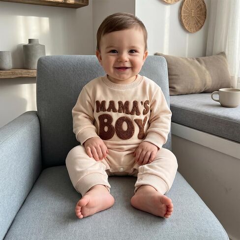 Newborn Baby Boy Fall Outfit Romper Jumpsuit Warm Infant Clothes | Letter Embroidery Bodysuit Fleece Lined Winter Clothes in Kuwait