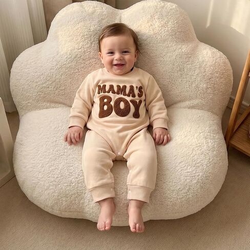 Newborn Baby Boy Fall Outfit Romper Jumpsuit Warm Infant Clothes | Letter Embroidery Bodysuit Fleece Lined Winter Clothes in Kuwait