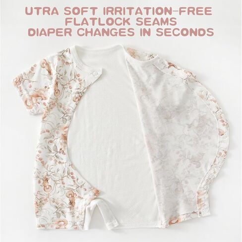 Modal Mesh Cotton 3-24M Breathable Summer Baby Romper | Ultra Soft, Airy Modal Mesh Back, Slub-Weave Cotton Front, Flatlock Seams, Easy Diaper Changes in Kuwait