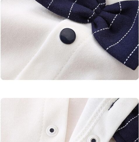 Baby Boy Gentleman Romper Long Sleeve Cotton Bodysuit Bow Tie Formal Tuxedo for Newborn Infant 0-18 Months in Kuwait