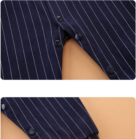Baby Boy Gentleman Romper Long Sleeve Cotton Bodysuit Bow Tie Formal Tuxedo for Newborn Infant 0-18 Months in Kuwait