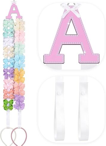 POVETIRE Letter Bow Holder Hair Bow Organizer, Ribbon Hair Clips Storage Hair Bows Hanging Baby Headband Holder Hair Accessories Organizer Display Decors Baby Nursery Toddler Girls Room-A in Kuwait