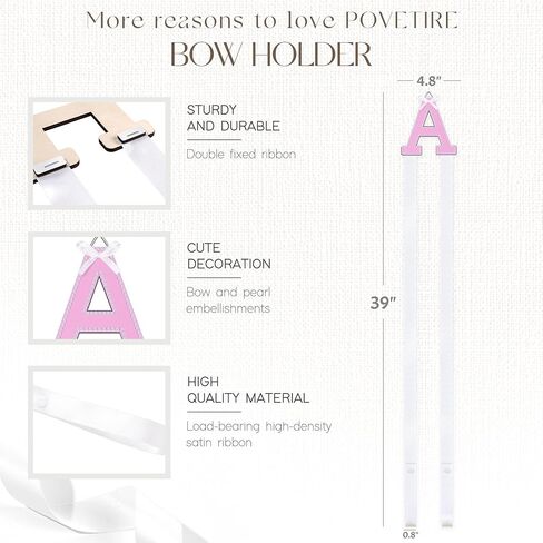 POVETIRE Letter Bow Holder Hair Bow Organizer, Ribbon Hair Clips Storage Hair Bows Hanging Baby Headband Holder Hair Accessories Organizer Display Decors Baby Nursery Toddler Girls Room-A in Kuwait