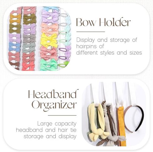 POVETIRE Letter Bow Holder Hair Bow Organizer, Ribbon Hair Clips Storage Hair Bows Hanging Baby Headband Holder Hair Accessories Organizer Display Decors Baby Nursery Toddler Girls Room-A in Kuwait