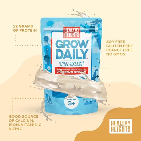 Healthy Heights Grow Daily Kids Protein Drink Mix (Vanilla) - High Protein Shake for Kids 3+, 21.6 oz in Kuwait