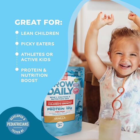 Healthy Heights Grow Daily Kids Protein Drink Mix (Vanilla) - High Protein Shake for Kids 3+, 21.6 oz in Kuwait