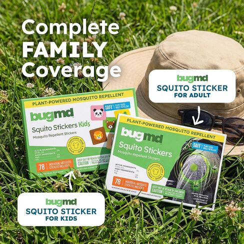 BugMD Squito Stickers - Mosquito Repellent Patches for Kids | Safe and Effective for Toddlers, Camping, Beach and Outdoor Essentials | 78 Count in Kuwait