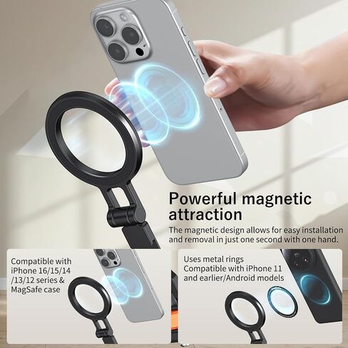 VRIG MG-29 Phone Tripod Mount for MagSafe, Aluminum Magnetic Tripods Phone Mount Adapter with 1/4" Screw Thread & 3/8" for Magsafe Phone Adapter Compatible with iPhone 17 16 15 14 13 12 Series in Kuwait