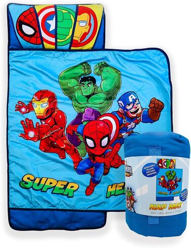 Jay Franco Kids Nap Mat with Embedded Pillow & Blanket – Soft 46"x20" Microfiber Sleeping Bag with Name Tag & Handle in Kuwait