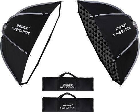 2 Pack 35.43’’/90cm Octagonal Bowens Mount Softbox with Grid | Quick Release Foldable Softbox for Portrait Product Photography,TikTok Video Recording,Studio Shooting in Kuwait