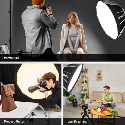NEEWER 85 cm Bowens Mount Parabolic Softbox Dodecagon, Quick Release Soft Box with Diffusers/Grid/Bag for Video Light Strobe CB60 CB200B MS60C MS150B S101 Vision 4 Q4 Compatible with Godox, NS7P in Saudi Arabia