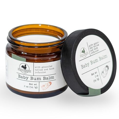 Hearth & Homestead Baby Bum Balm, Grass Fed Tallow Diaper Rash Cream with Zinc Oxide & Bentonite Clay, Fragrance Free Diaper Cream for Sensitive Baby Skin, Newborn Safe, 2oz in Kuwait