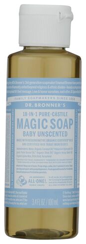 Dr. Bronners Organic Unscented Baby Castile 18-in-1, 3.4 FZ in Kuwait