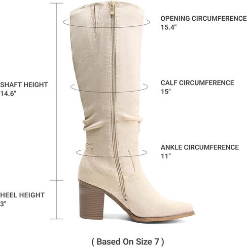 DREAM PAIRS Women's Slouchy Knee-High Chunky Heel Boots | 3-in Block Heel,Faux Suede Leather,Slouch Pull-on,Side Zipper,Pointed Toe,Comfortable Fall Winter Boots for Women in Kuwait