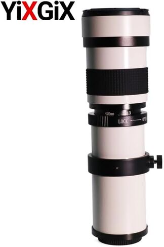 420-800mm F8.3-16 Full Frame White Zoom Telephoto Lens for Manual Focus Birdwatching and Moon Photography (MD/MC Mount) in Kuwait