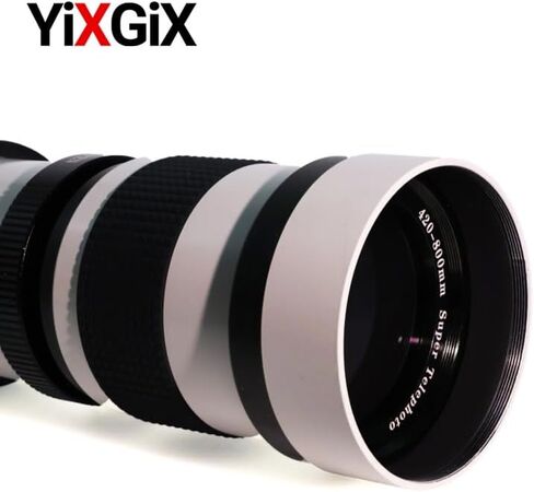 420-800mm F8.3-16 Full Frame White Zoom Telephoto Lens for Manual Focus Birdwatching and Moon Photography (MD/MC Mount) in Kuwait