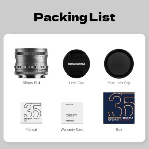 Brightin Star 35mm F1.4 MF Manual Focus Full Frame Lens for L Mount Silver in Kuwait