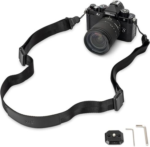 JJC DSLR Camera Neck Strap with Patented Quick Release Buckles, Universal Adjustable Camera Shoulder Sling Strap for Canon Nikon Sony Fujifilm Olympus Pentax DSLR SLR Cameras (Black) in Saudi Arabia
