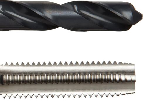 Chicago Latrobe 52541 HM18 High-Speed Steel Jobber Length Drill Bit and Tap Set with Metal Case, Black Oxide Drill Bits/Uncoated Taps, Metric, 18-piece, Metric Drill Bit Sizes, M2.5 to M12 Tap Sizes in Kuwait