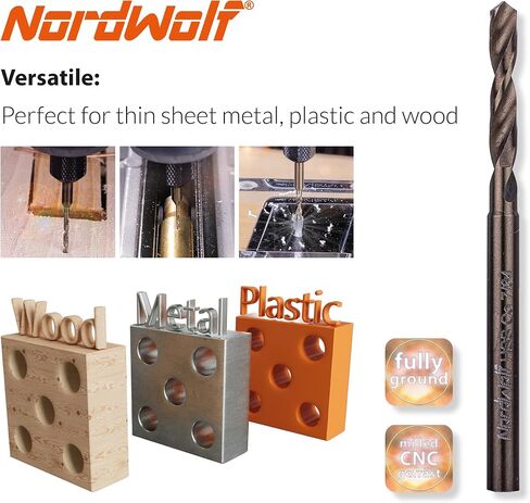 8-Piece M35 Cobalt Multi-Purpose Drill Bit Set, with 1/8" Straight Shank for Rotary Tools, SAE Sizes 1/32"-3/64"-1/16"-5/64"-3/32"-7/64"-1/8" in Storage Case in Kuwait