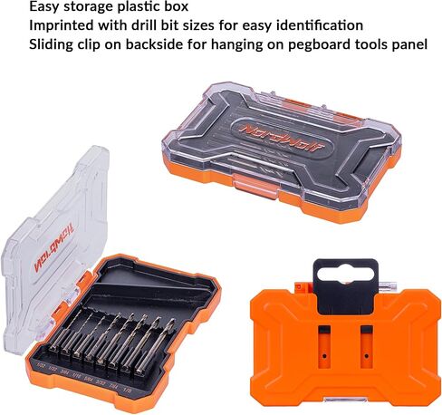8-Piece M35 Cobalt Multi-Purpose Drill Bit Set, with 1/8" Straight Shank for Rotary Tools, SAE Sizes 1/32"-3/64"-1/16"-5/64"-3/32"-7/64"-1/8" in Storage Case in Kuwait