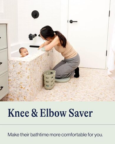 Lalo Knee & Elbow Saver - Foldable Padded Cushions for Bathtime Relief, Quick-Dry, Suction Cups for Stability, Bath Kneeler and Elbow Rest Pad Set 17 x 11.5 in Knee Pad & 16 x 4.5 in Elbow Pad - Sage in Kuwait