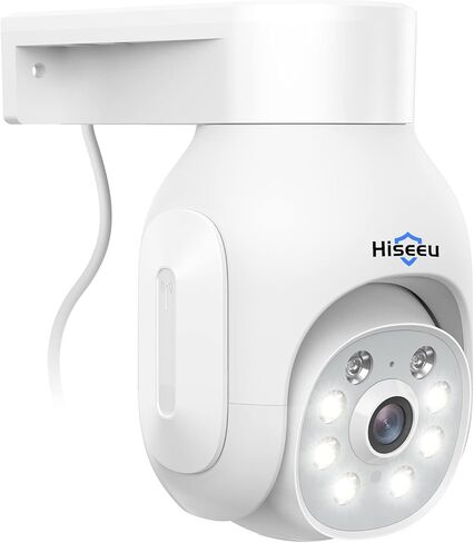 Hiseeu 3MP Wireless Security Camera, 24/7 Recording Outdoor Camera | 2.4G/5G WiFi, Color Night Vision, 360° Pan&Tilt, Motion Detection, Siren & Light Alarm, IP66 Waterproof, No Monthly Fee in Kuwait