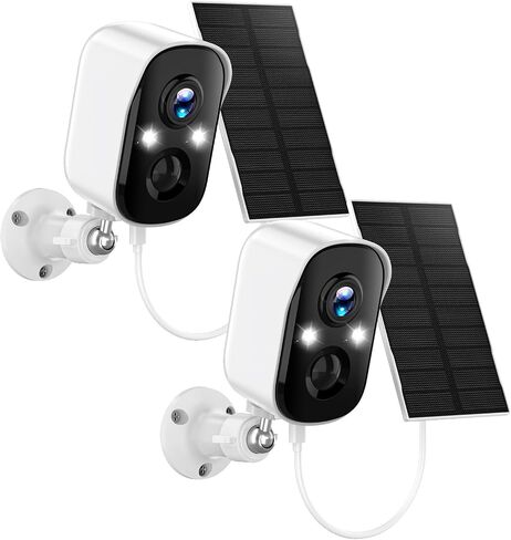 Allweviee 2-Packs Solar Security Outdoor WiFi Camera IP65 Waterproof Rechargeable Wireless Battery Powered 2K 3MP Camera with PIR, Color Night Vision, 4dbi Antenna in Kuwait